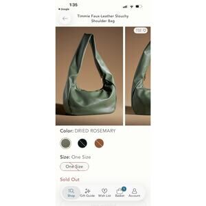 Anthropologie Timmie Slouchy Shoulder Bag - green (dried rosemary)